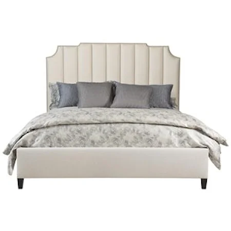 Queen Upholstered Bed with Low Footboard and Nailhead Trim